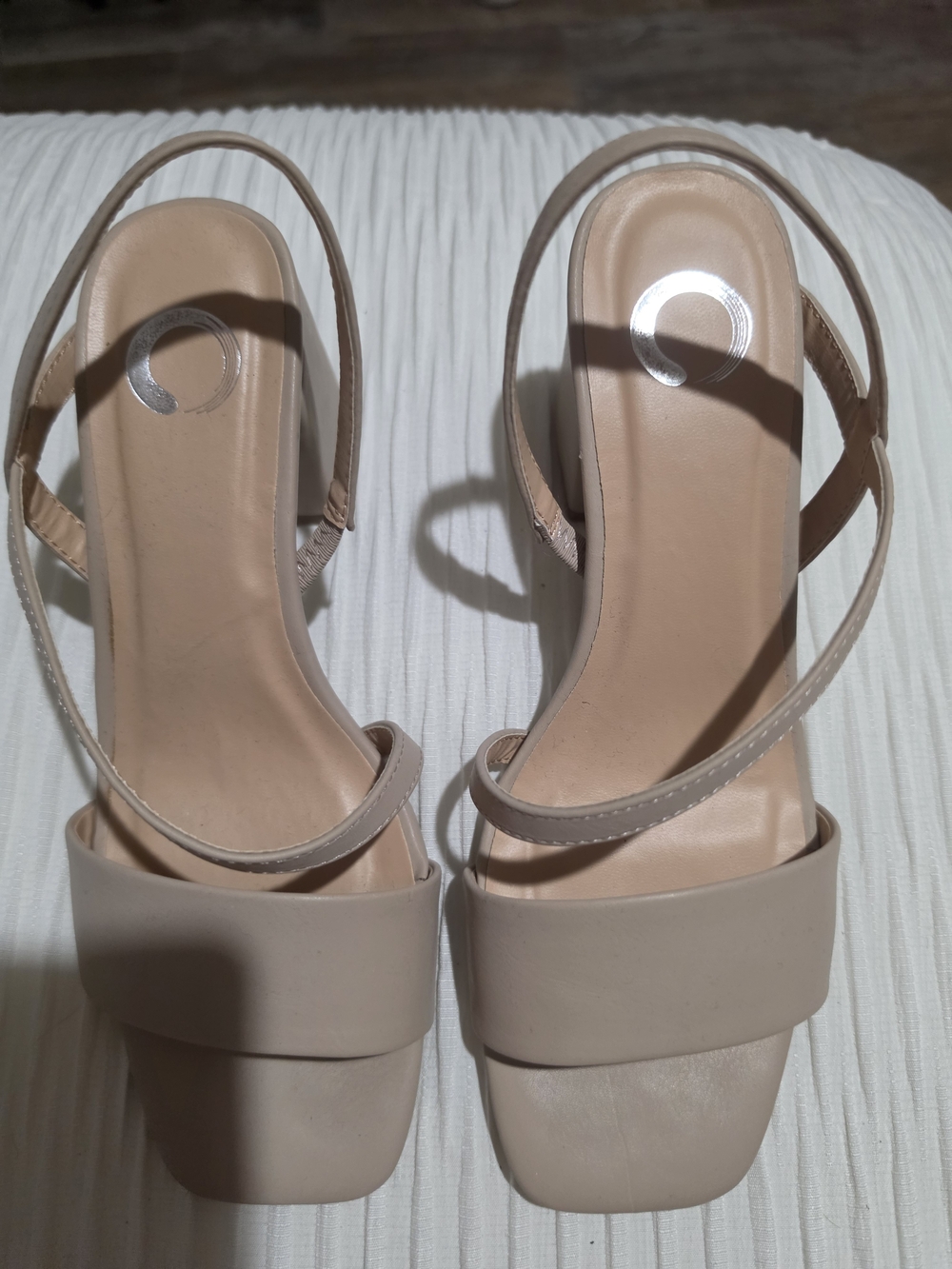 Nude Beige Square-Toe Slingback Sandals Like New Size 6